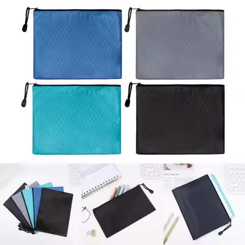 A4 A5 B6 Document Bag Oxford Cloth Waterproof Zipper Bag Stationery Bag File Folders Information Bag