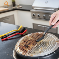 3Pcs Crevice Cleaning Brush Set - Nylon & Copper Wire Brush for Gas Stove, Kitchen Oil Stain Remover