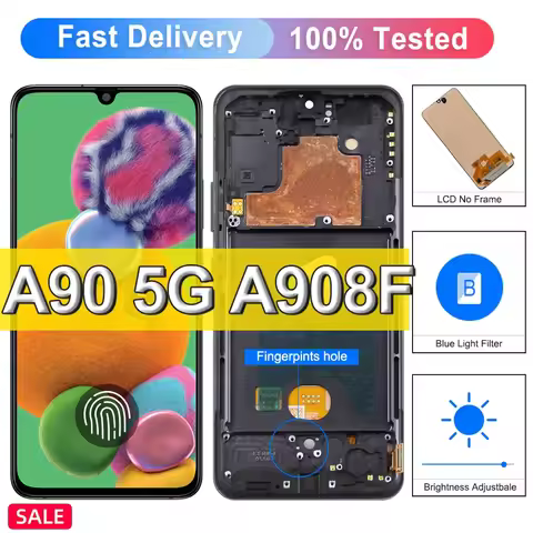 6.7" OLED For Samsung A90 5G Display Touch Screen Assembly Replacment with Frame For Samsung A90 SM-