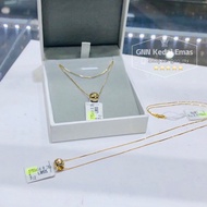 [1 set]EMAS 375 RANTAI LEHER 45cm KOTAK LOKET SET WITH PANDANT 375GOLD NECKLACE Budak Dewasa Sesuai