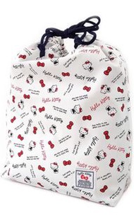 (日本製🇯🇵)Sanrio Hello Kitty防水耐用實淨大容量白色索袋收納袋旅行袋
