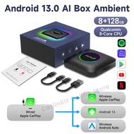 Carlinkit TBOX-LED Carplay Ai Box ไร้สายตัวแปลงออโต้แอนดรอยด์13.0 Youtube Netflix ซิม Wifi ข่าย8 + 128G QCM6225