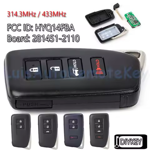 2 3 4 Buttons Smart Remote Key Fob 314.3MHz / 433MHz for Lexus IS250 RC350 NX200 NX200t NX300 NX300h
