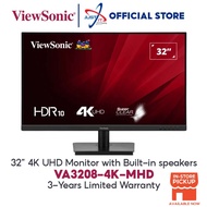VIEWSONIC VA3208-4K-MHD 32" MONITOR WITH BUILT-IN SPEAKERS ( 32" VA 4K UHD / 4MS / 60HZ / HD MI + DP