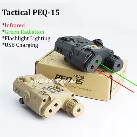 Tactical Airsoft PEQ-15 PEQ15 LA5C Red Dot Green Blue IR Fill Light LR Indicator Scout Light LED Str