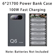Q6 21700 PD 100W Fast Charging Power Bank Case shell Kit 20V 5A  DIY 6 PCS 21700 battery Detachable 