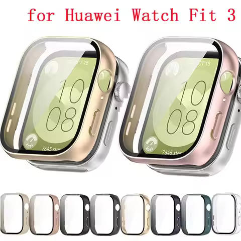 PC Watch Case With Tempered Glass for Huawei Watch Fit 3 Hard Screen Protector Anti-Scratch for Huaw
