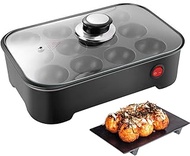 Electric Takoyaki Maker, 12 Holes Takoyaki Pan with Cover, Mini Octopus Ball Maker, Multi-Function Breakfast Machine for Making Pancake Balls, Puffs, Takoyaki black