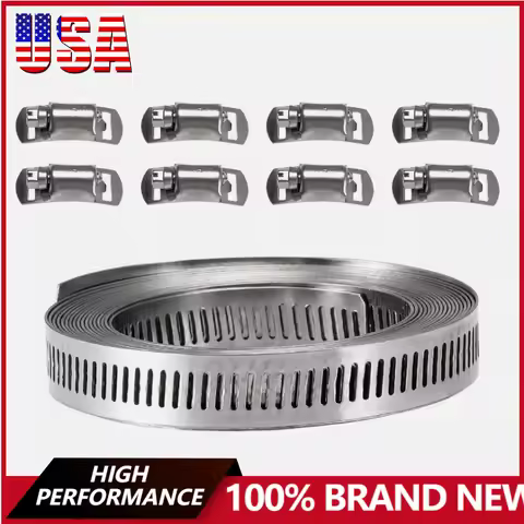 11.5FT Adjustable Large Hose Clamps Worm Gear Stainless Steel Clamp With 8 Fasteners Adjustable Worm