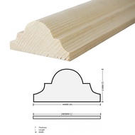 Kayu Pine Wood Timber DS175 Moulding Decorative Wainscoting 21MM (T) x 44MM (W) x 2400MM (L)