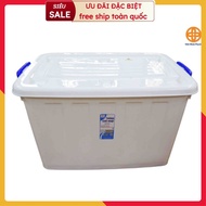 [available] Plastic bin with lid and wheels. 30l box: 52 x 32 x 27 (cm).55l barrel: 60,5 x 42,5 x 31