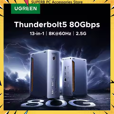 UGREEN Thunderbolt 5 Docking Station 8K60Hz 80Gbps 2.5G RJ45 SD&TF 3.5mm MacBook Laptop Dell XPS Raz