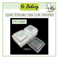 ±50pcs OP-L400 Shang Wei Square Disposable Food Clear Container with Lock/Food Packaging/Bekas Makan