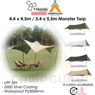 VIDALIDO Monster Tarp BLACK / SILVER Coating 5.4 x 5.5m / 4.4 x 4.5m Camping Tent Tarp Flysheet Wate