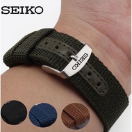 2024 High quality☁✗♤ 蔡-电子1 Seiko No. 5 nylon watch strap canvas pin buckle watch chain men and women waterproof and sweatproof 18 19 20 22 24 black