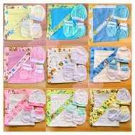 COD ►✔◘Newborn Baby Pranela Hooded Receiving Blanket  With  Mittens Booties And Bonnet Set