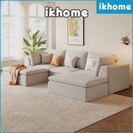 IKHOME Large U-Shape Boneless Sofa, 3-Seater Couch Set Including 2 Ottomans, No Tools Needed