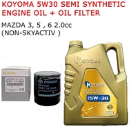 MAZDA 3, 5  2.0 (NON-SKYACTIV), MAZDA 6 2.2 (D) CX5 2.2 (D) OIL FILTER + KOYOMA 5W30 SEMI SYNTHETIC 