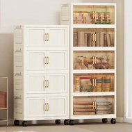 White storage cabinet L50-95cm 2 Doors Multipurpose Foldable Stackable Storage Cabinet Box With Roll