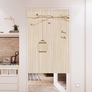Japanese Style Door Curtain Fabric Partition Curtain Kitchen Windshield Household Hanging Curtain Autumn and Winter Bathroom Punch-Free Half Curtain