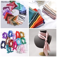 Plain scarf 90x90 polyester satin scarf hijab bandana women's scarf