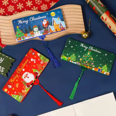 Santa Claus Christmas Money Card Envelope Red Lucky Folding Banknote Card Christmas Cash Envelope wi