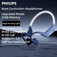 PHILIPS Bone Conduction Headphones with LED Safety Light,32GB Storage,AI Noise Cancelling - PHPTAA66