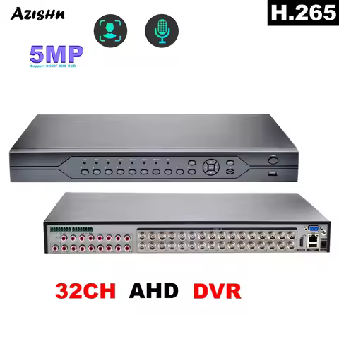 AZISHN 32CH 5MP 32 Channel AHD DVR H.265 CVI TVI NVR HDMI VIDEO 6 in 1 Coaxial Hybrid NVR Security S