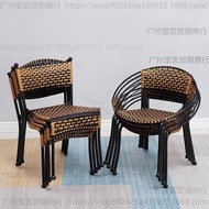 BW-6💖Stool Backrest Rattan Chair Single Seat Chair Rattan Home Small Rattan Chair Outdoor Leisure Small Rattan Chair Arm