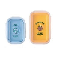 台灣直送🍄正版✨ LINE FRIENDS 保鮮盒 2入組 矽膠 折疊 摺疊 保鮮盒 食物盒 餐盒 便當盒 飯盒 熊大 350ml 800ml