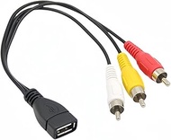 0.2M/0.65FT USB to 3RCA Cable, USB Female to 3 RCA AV Cable Adapter for PC TV (0.2M USB Female to 3R