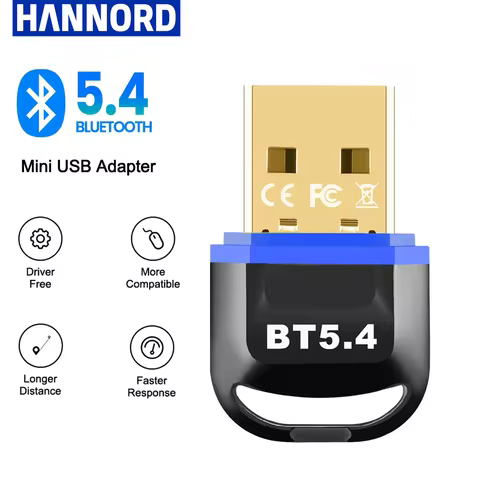 Hannord Bluetooth Adapter USB Bluetooth 5.4 Audio Receiver Dongle Transmitter for PC Dongle Wireless
