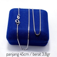 Authentic 925 Silver Necklace - Italian 925 Silver Glass Necklace with White Gold Plating