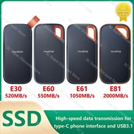 สำหรับ SanDisk Extreme Portable SSD 1TB USB 3.2 Gen 2 Type C External Solid State Drive 2TB 4TB Storage Hard Disk Mobile SSD E61