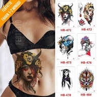 Temporary Tattoo Size 21cm x 15cm Beautiful Women's Motif Horned Gh-Jumbo HB 471 Arm Tattoo Chest Ta