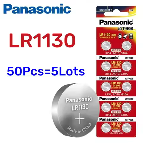10Pcs 50Pcs Original Panasonic 189 LR1130 AG10 SR1130 389 V10GA LR54 SR54 Alkaline Button Cell Batte