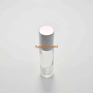 Roll On 10 Ml Clear Original Matte Silver Stainless Cap / Glass Bottle / Perfume Bottle / Wind Oil B