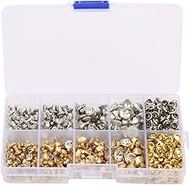 240Pcs Rhinestone Stud Rivet Set, DIY Leather Decoration Rivets with 240 Bases, Multi - Size 6-9mm C