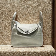 【精選天菜】HERMES 26CM LINDY 鱷魚皮 霧面 冰川白