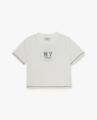 MLB - Áo croptop nữ cổ tròn tay ngắn Basic Coopers Logo 3FTSB0453-50IVS