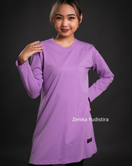 tunik kaos zenika / t-shirt / kaos wanita lengan panjang / kaos combed 24 s / kaos polos muslimah / 