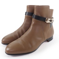 愛馬仕 Neo 皮革短靴，銀色五金配件和 Kelly 扣，ブラウン/黑色，37.5 碼，帶鞋盒，意大利​​製造，狀況極佳。