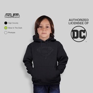 Azura Hoodie DC Comics Original Superman Comic Logo 3D Line Black Glow (Anak)