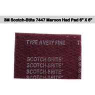 ( 1pcs )Scoth-Brite 3M-7447 Hand Pad Maroon 6 in X 9 in