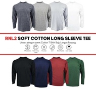 Soft Cotton Long Sleeve T-Shirt Unisex 160gsm Breathable Baju Kosong Lengan Panjang T-Shirt Lelaki RNL2 Group A