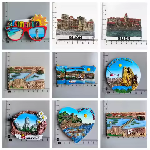 Spain Travel Souvenir Fridge Magnet Formentera Gijon Cordoba Almeria Picos Montserrat Lloret De Mar 
