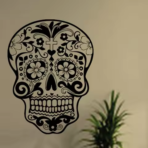 Skull wall sticker Skull punk rock creative personality removable vinyl wall art stickers ,sugar sku