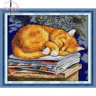 Wait 2 Animal Cross Stitch Complete Set With Pattern Printed Unprinted Aida Fabric Canvas 11CT 14CT Stamped Counted Cloth With Materials DIY Needlework Handmade Embroidery Home Room Wall Decor Sewing Kit