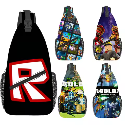 Roblox Shoulder Bag Virtual Gaming World Cartoon Print Sports Crossbody Bag 29*13*39cm Chest Bag