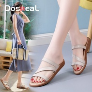 โดสเรียลสไลด์สีขาวสำหรับผู้หญิงหนังแท้35-41รองเท้าแตะผู้หญิงฉบับภาษาเกาหลีรองเท้าแตะสตรีฤดูร้อนกันลื่น